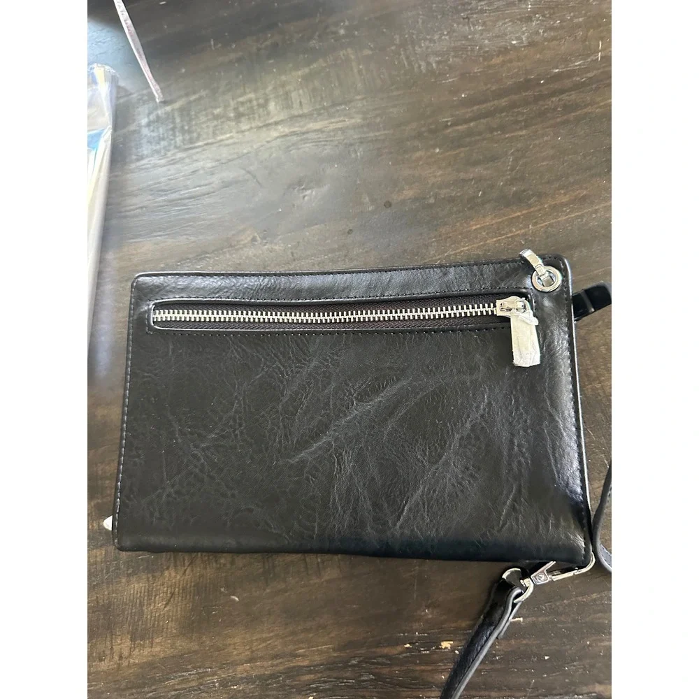 Espe Black Vegan Leather RFID Crossbody Phone Bag Wallet Purse NWOT